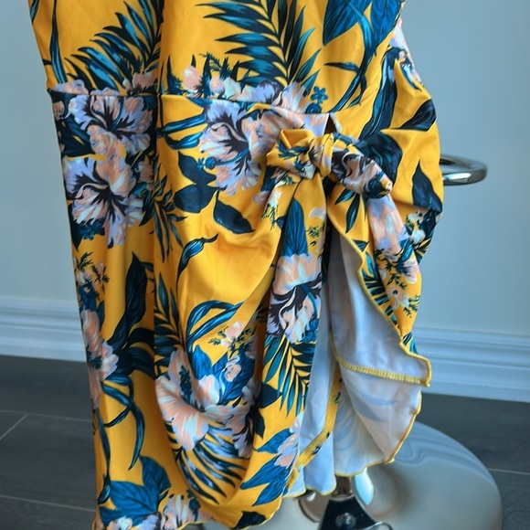 SHEKINI Floral Tummy Control One Piece Skirted V Neck Swimsuit Size L - Picture 5 of 16